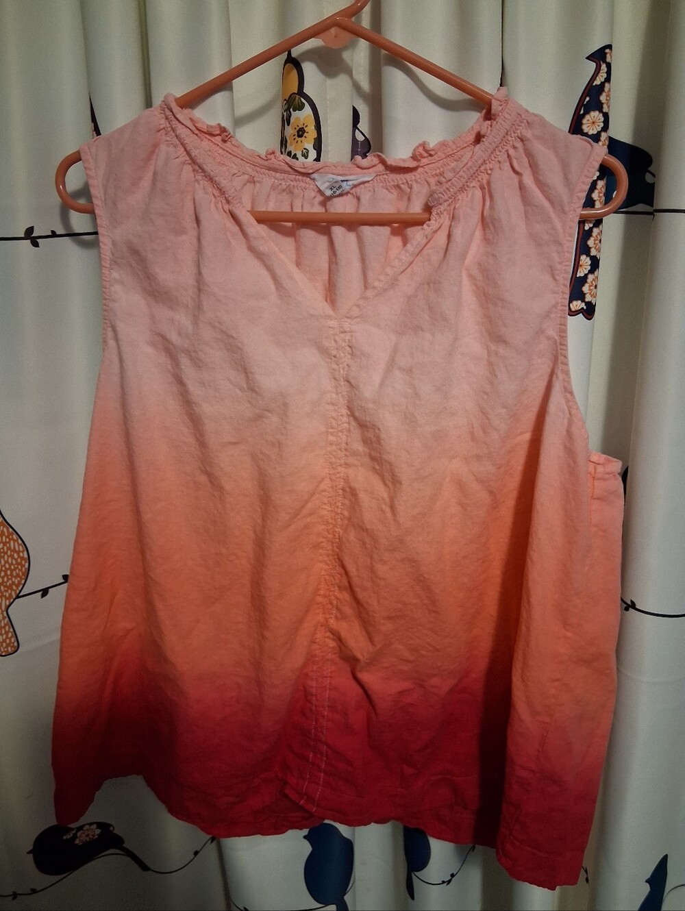 Time & Tru Women's Ombre Sleeveless Top - Peach to Coral Size XL